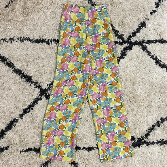 Zara Spring Color Floral Satin Wide Leg Pants - Picture 3 of 11
